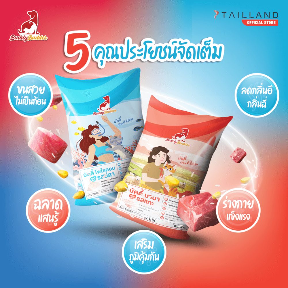 อาหารเม็ดสำหรับแมว BUDDY BUDDER สูตรบัดดี้ โพไซดอน รสปลา โซเดียมต่ำ ไม่เติมเกลือ (1.2 KG X 2)